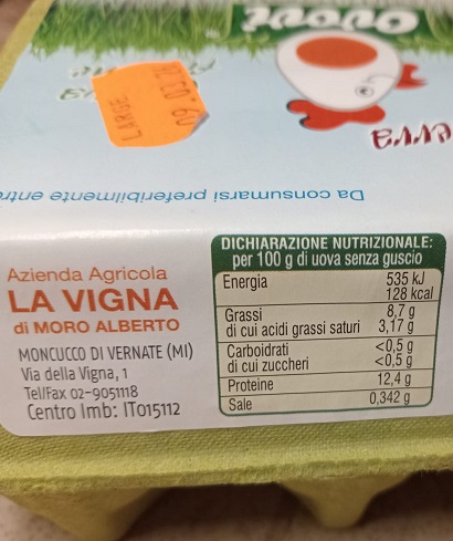 Ovovi dichiarazione nutrizionale